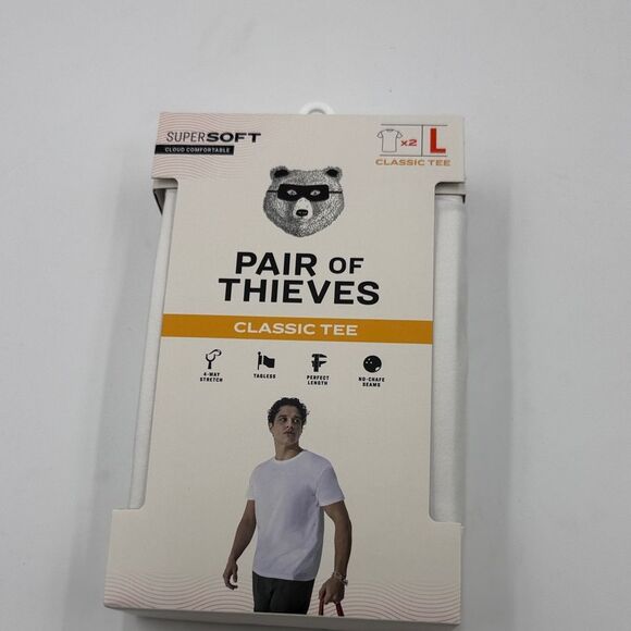 2 packs- Pair of Thieves-Classic Tee - White- 2 count- Size Large - Picture 3 of 8